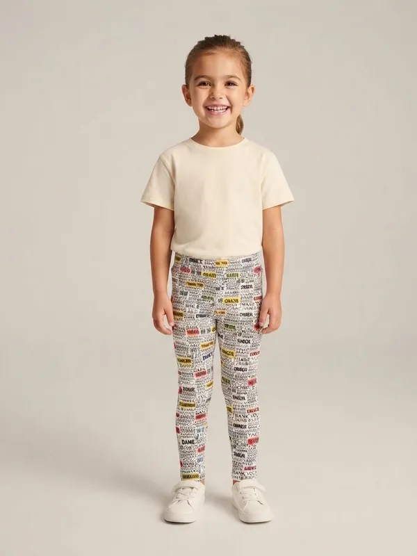 Cream_Printed__Leggings_For_Girls