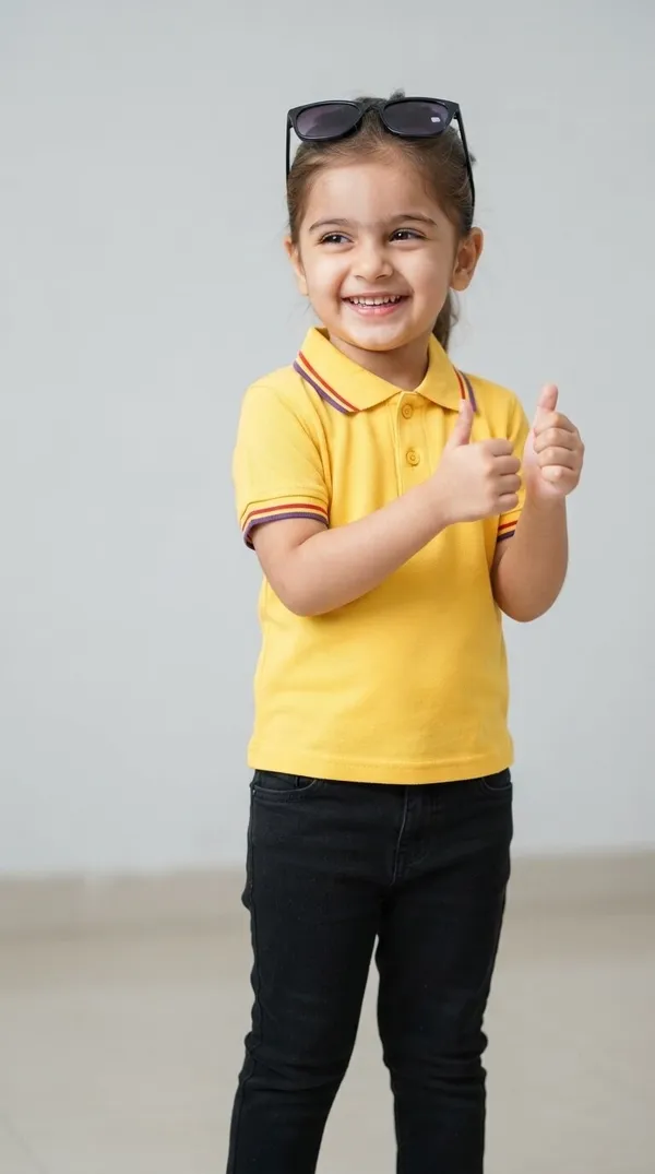 Yellow_Short_Sleeve_Polo_T-Shirt_for_Girls
