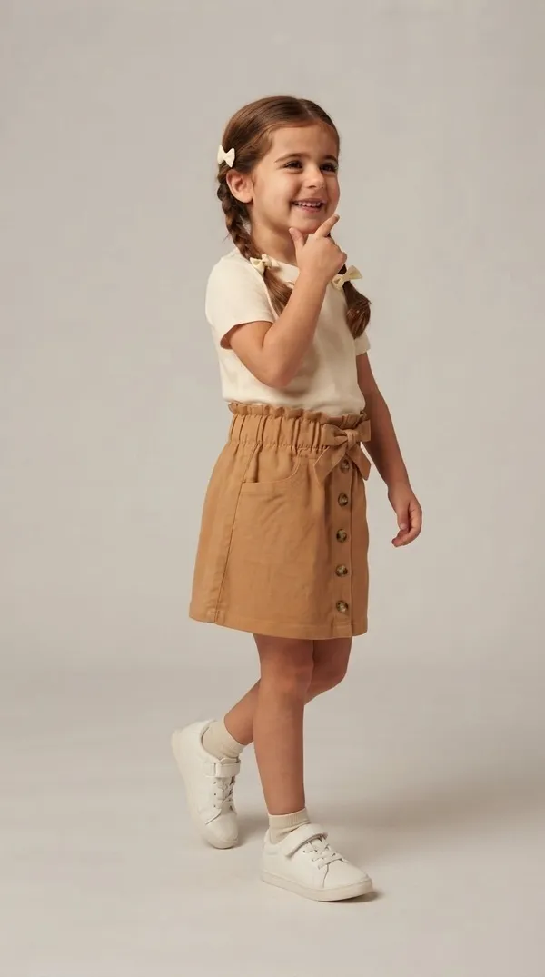 Tan_Casual_Skirt_Set_for_Girls