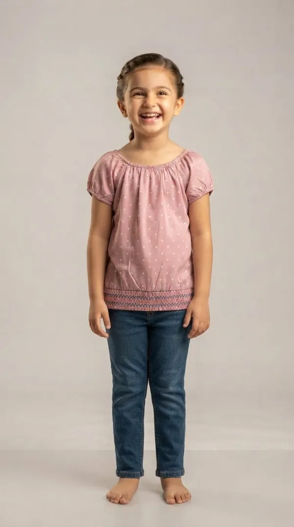 Pink_Dotted_Short_Sleeve_Top_for_Girls