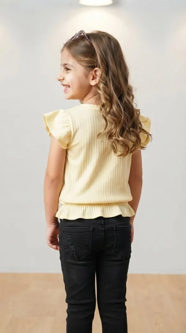 Yellow_Ribbed_Flutter_Sleeve_Top_for_Girls
