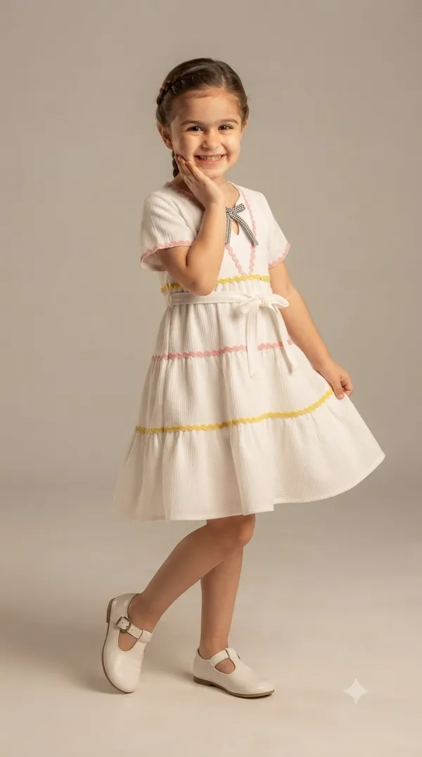 White_Textured_Fit_And_Flare_Dress_for_Girls