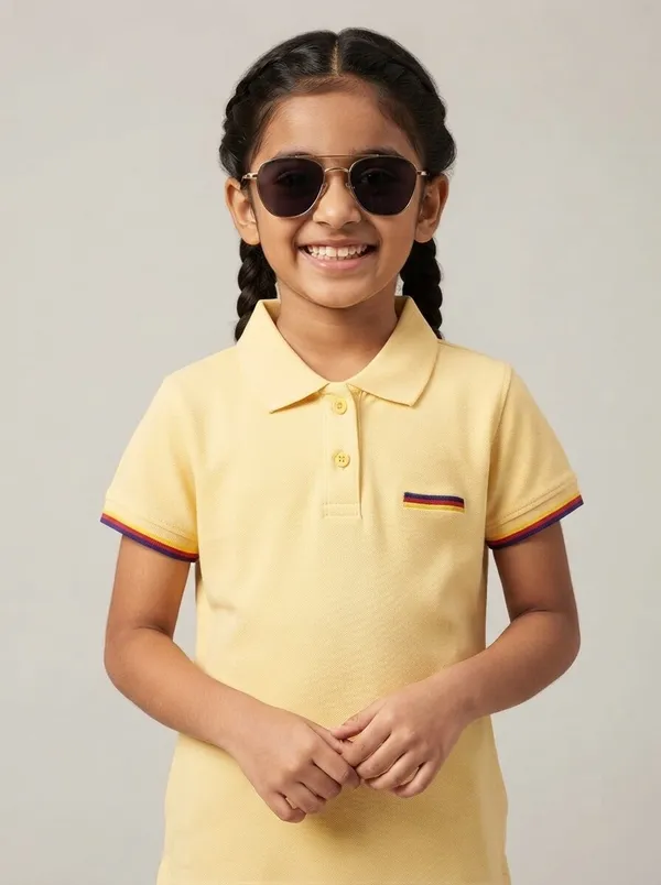 Yellow_Short_Sleeve_Polo_T-Shirt_for_Girls