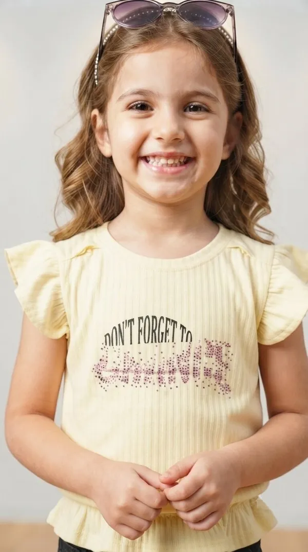 Yellow_Ribbed_Flutter_Sleeve_Top_for_Girls