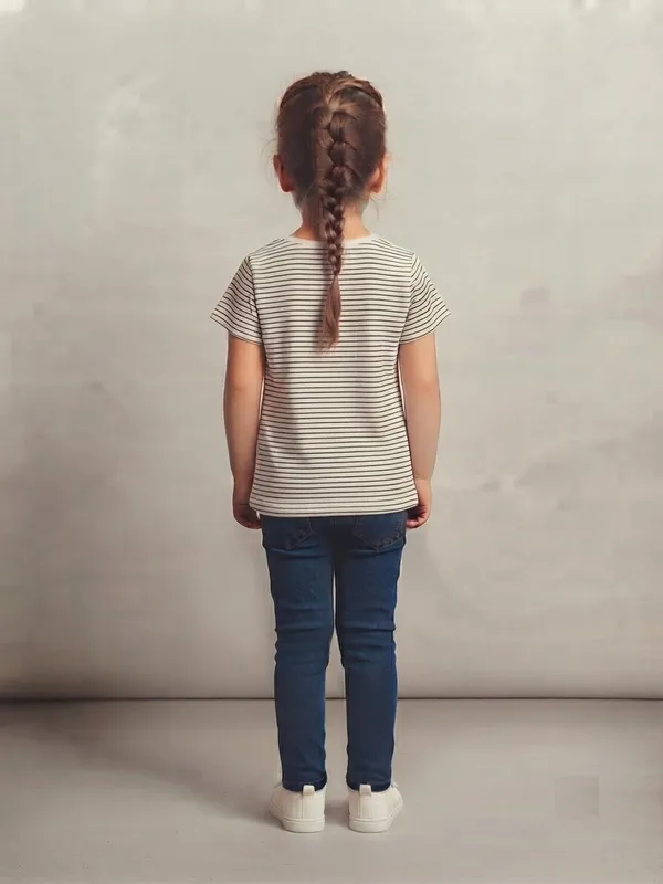 Grey_Striped_Short_Sleeve_T-Shirt_for_Girls