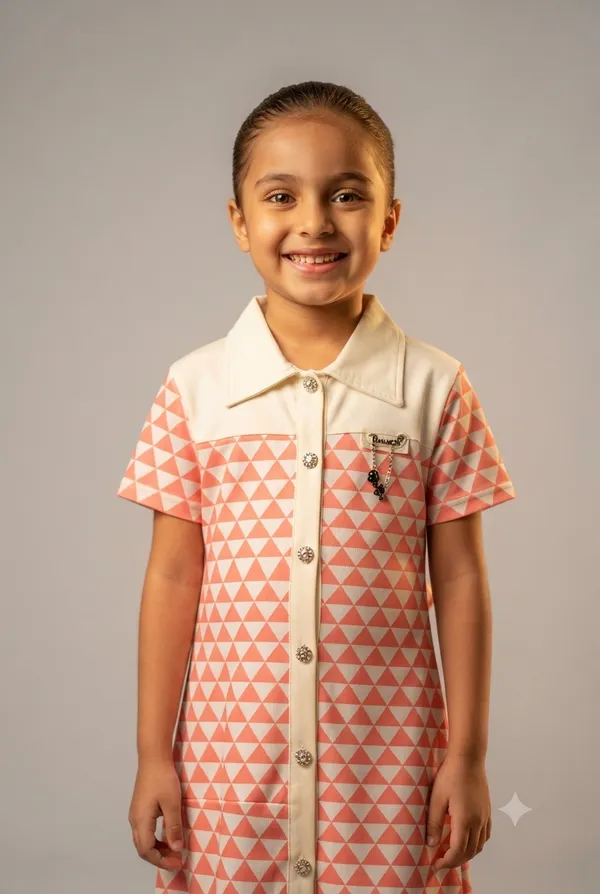 Peach_Geometric_Print_Shirt_Dress_for_Girls
