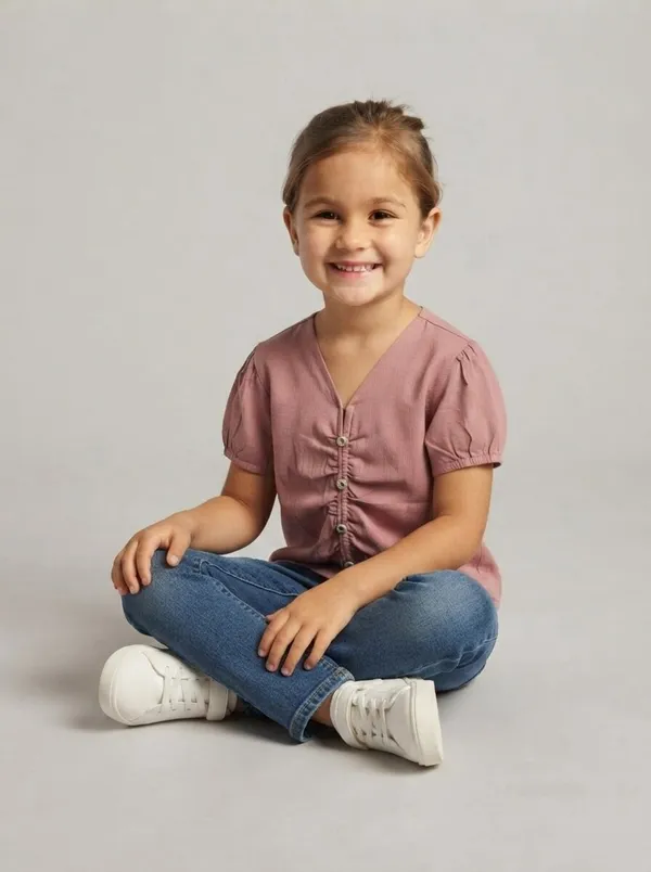 Mauve_Ruched_Short_Sleeve_Top_for_Girls