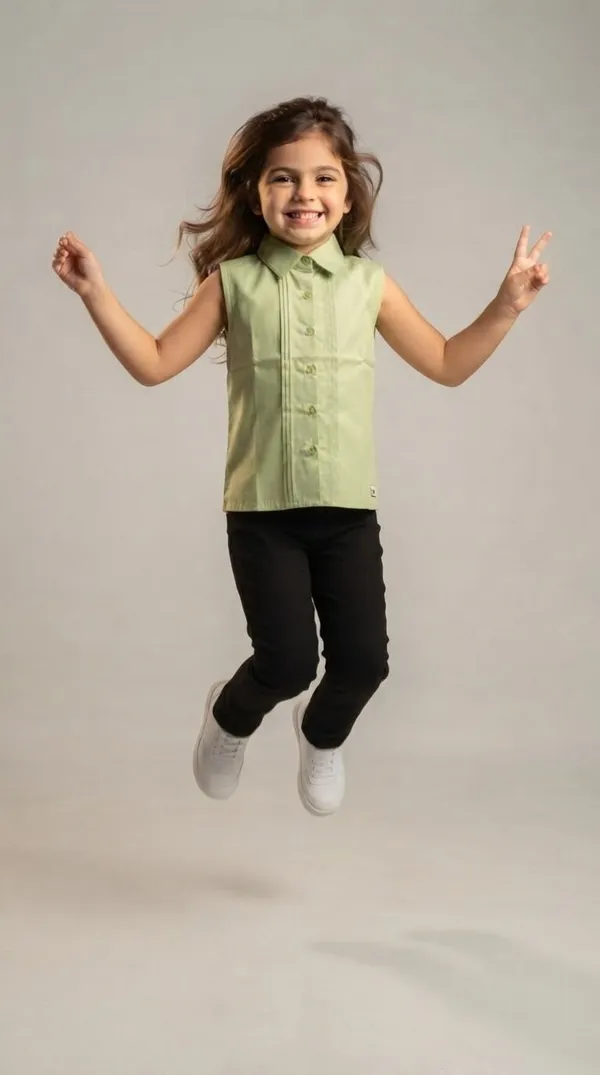 Green_Sleeveless_Collared_Top_for_Girls