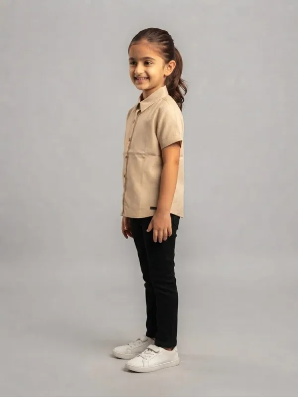 Beige_Short_Sleeve_Shirt_And_Trousers_Set_for_Girls