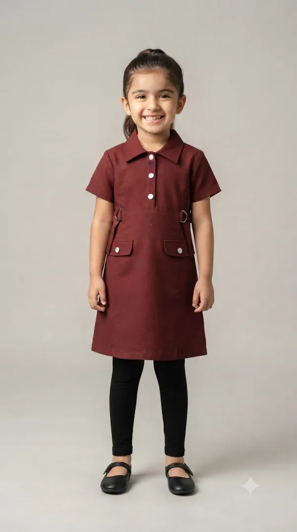 Maroon_Collared_A-Line_Dress_for_Girls