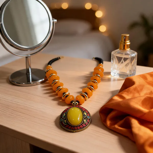 Orange_Brass_Glass_Beaded_Statement_Necklace_For_Women
