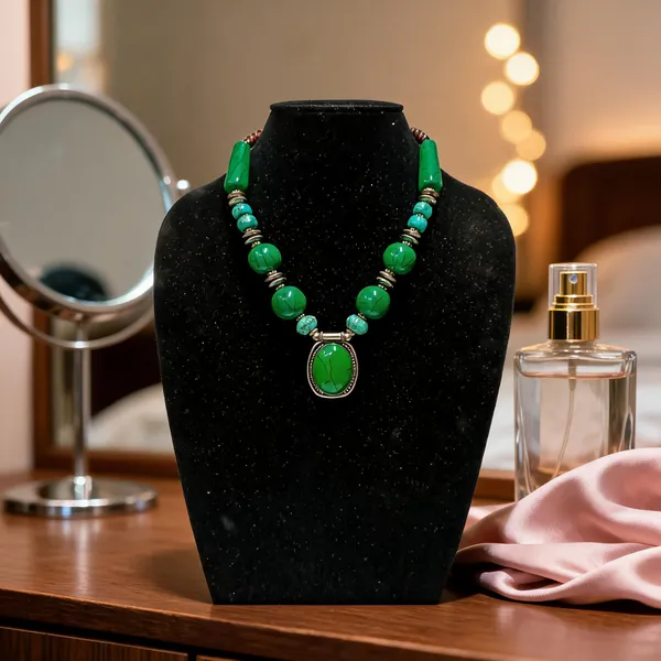 Green_Beaded_Pendant_Necklace_For_Women