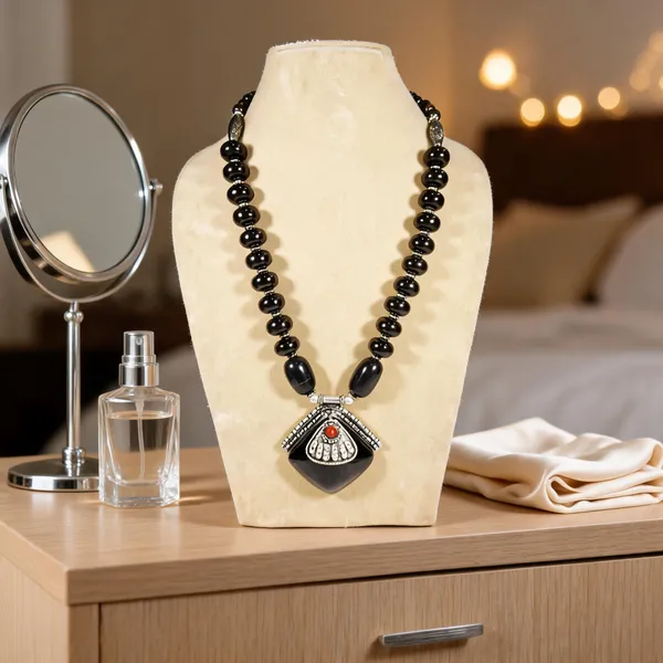Black_Resin_Beaded_Statement_Necklace_For_Women