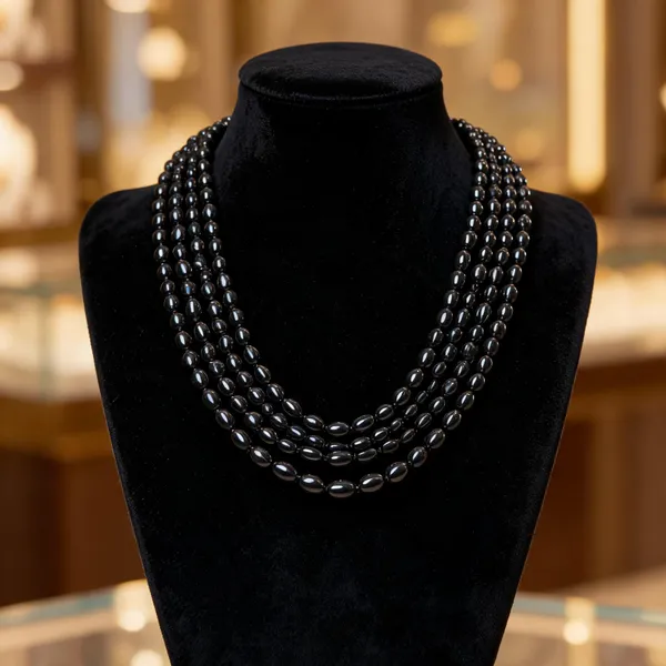 Black_Glass_Beaded_Layered_Necklace_For_Women