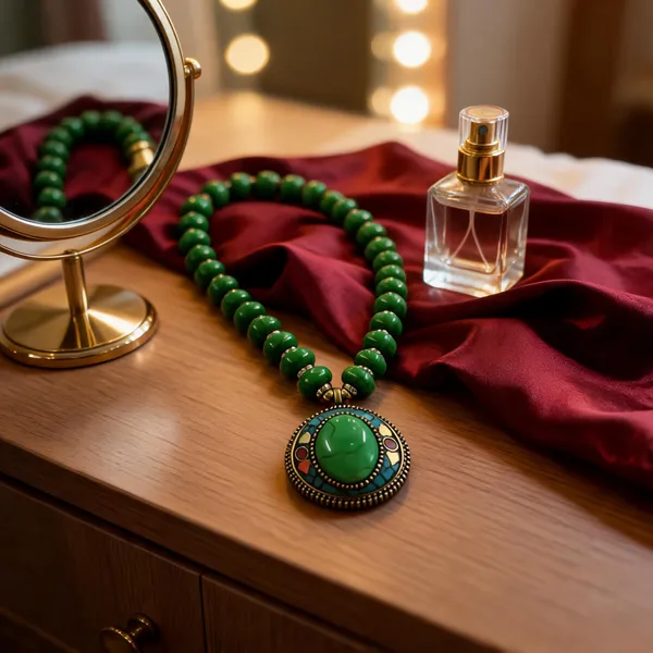 Green_Resin_Beaded_Pendant_Necklace_For_Women