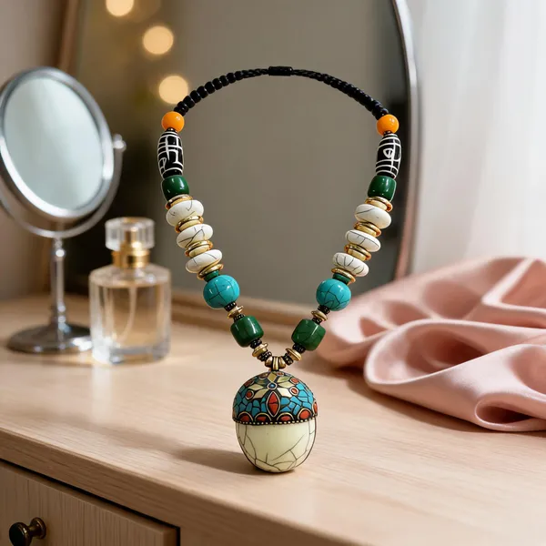 Multicolour_Resin_Beaded_Pendant_Necklace_For_Women