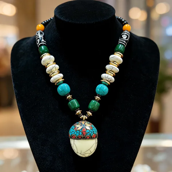 Multicolour_Resin_Beaded_Pendant_Necklace_For_Women