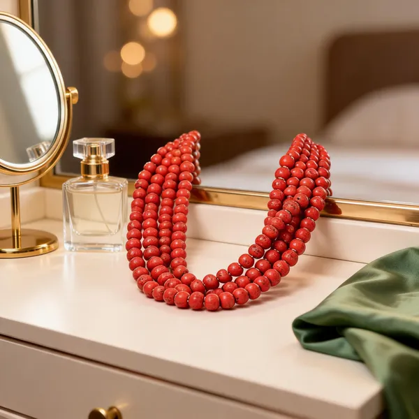 Red_Glass_Beaded_Multi-Strand_Layered_Necklace_For_Women