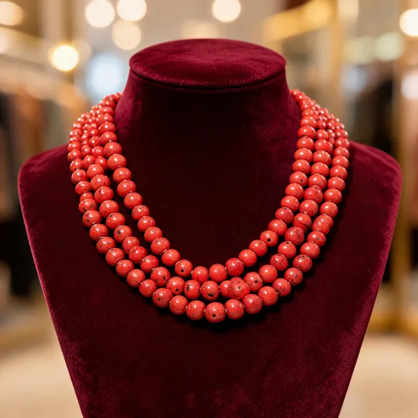 Red_Glass_Beaded_Multi-Strand_Layered_Necklace_For_Women