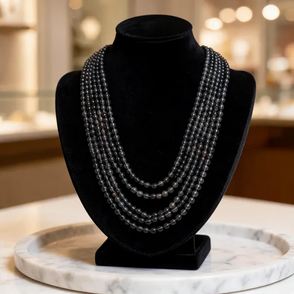Black_Glass_Multi-Strand_Layered_Necklace_For_Women