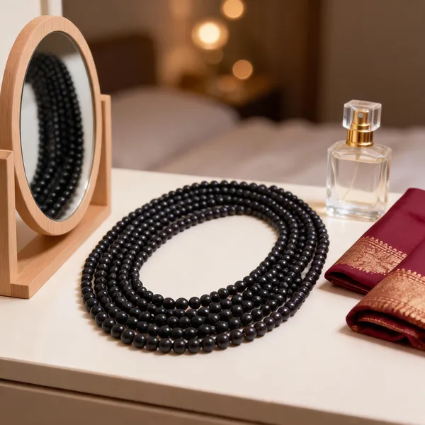 Black_Glass_Multi-Strand_Layered_Necklace_For_Women