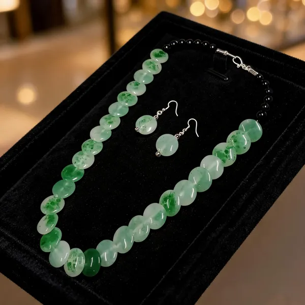 Green_Resin_Beaded_Necklace_And_Earrings_Set_For_Women