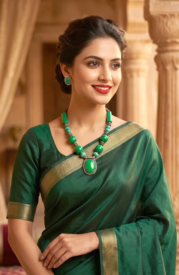 Green_Gold_Border_Saree_For_Women