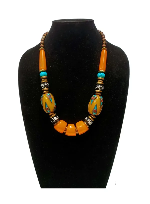Orange_Beaded_Statement_Necklace_for_Women