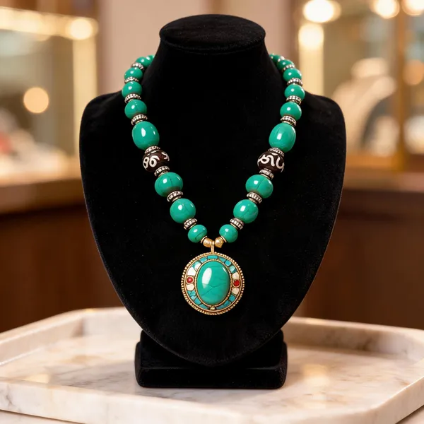 Green_Resin_Stone_Metal_Layered_Beaded_Statement_Necklace_For_Women