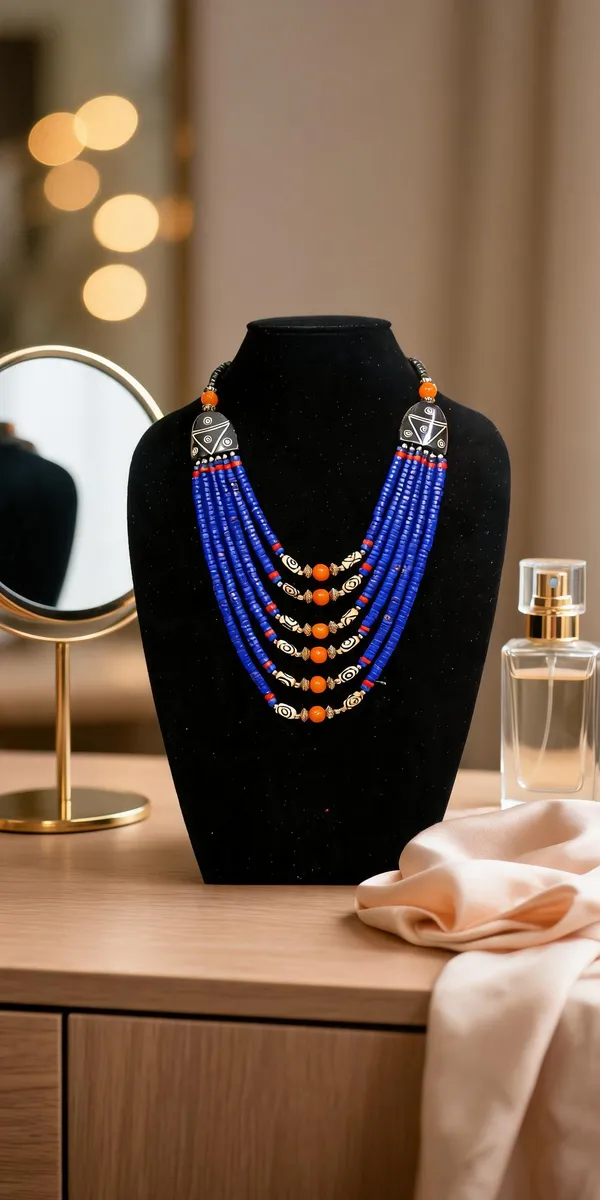 Blue_Wood_Resin_Beaded_Layered_Necklace_For_Women