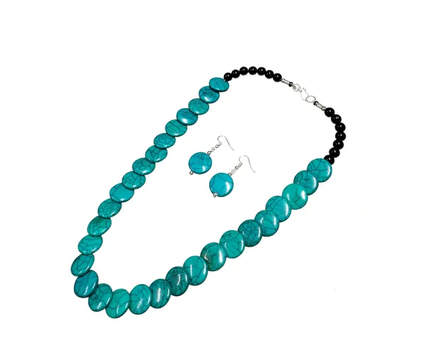 Turquoise_Beaded_Necklace_And_Earrings_Set_for_Women