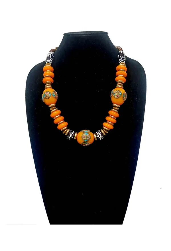 Orange_Beaded_Statement_Necklace_for_Women