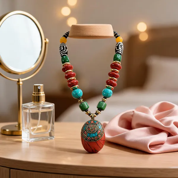 Multicolour_Resin_Beaded_Traditional_Pendant_Necklace_For_Women