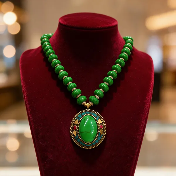 Green_Resin_Beaded_Pendant_Necklace_For_Women