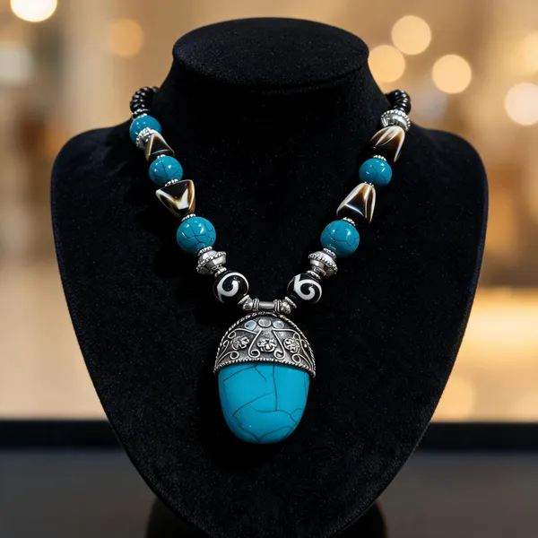Blue_Resin_Wood_Beaded_Pendant_Necklace_For_Women