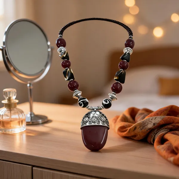 Maroon_Beaded_Statement_Necklace_For_Women