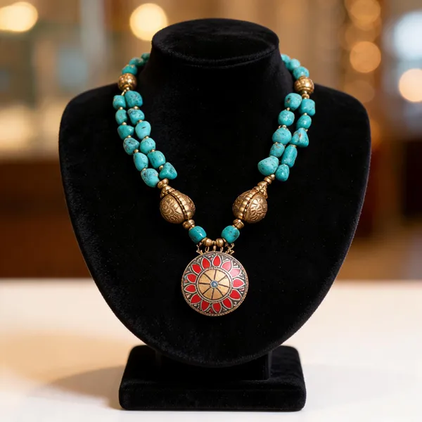 Black_Resin_Gold_Brass_Beaded_Necklace_For_Women