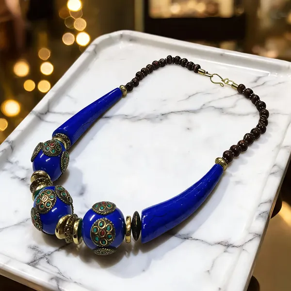 Blue_Resin_Wood_Beaded_Statement_Necklace_For_Women