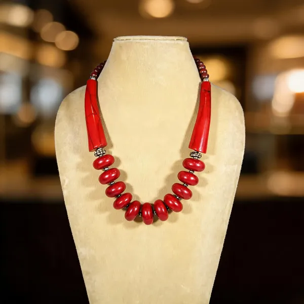 Red_Resin_Wood_Metal_Beaded_Necklace_For_Women