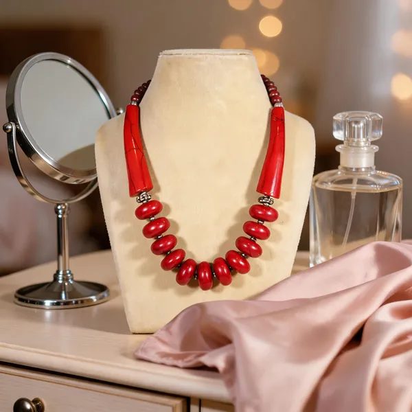 Red_Resin_Wood_Metal_Beaded_Necklace_For_Women