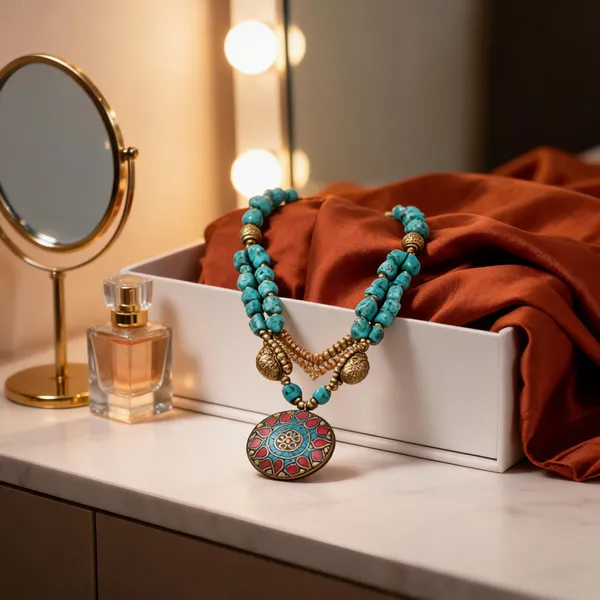 Turquoise_Resin_Brass_Chunky_Layered_Statement_Necklace_For_Women