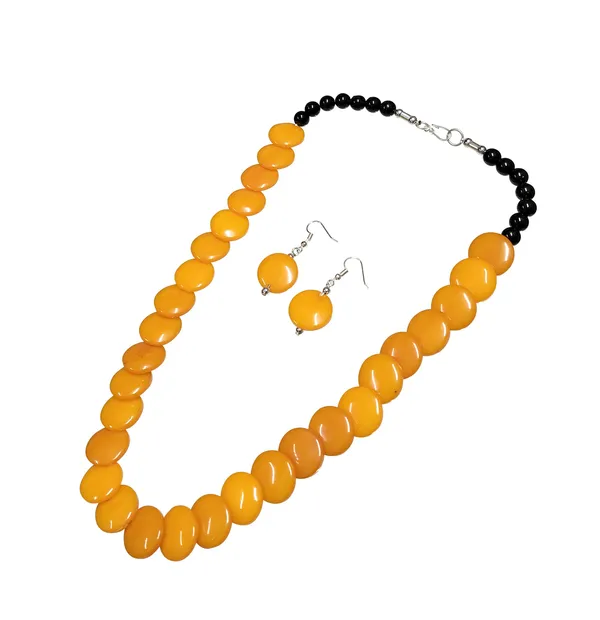 Orange_Beaded_Necklace_And_Earrings_Set_for_Women