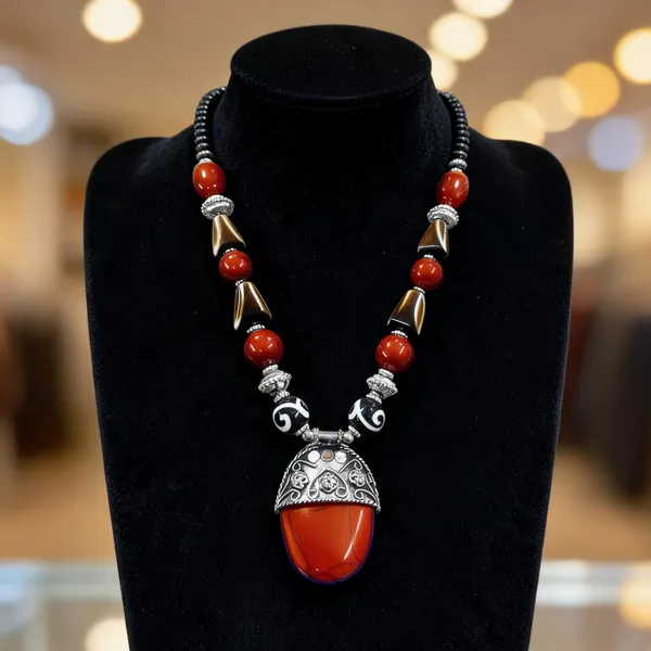 Red_Beaded_Statement_Necklace_For_Women