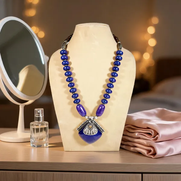 Blue_Resin_Beaded_Statement_Necklace_For_Women