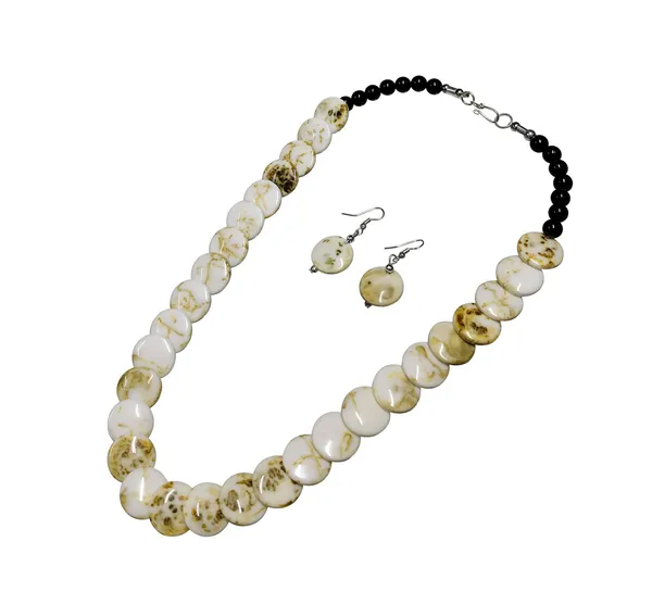 White_Beaded_Necklace_And_Earrings_Set_for_Women