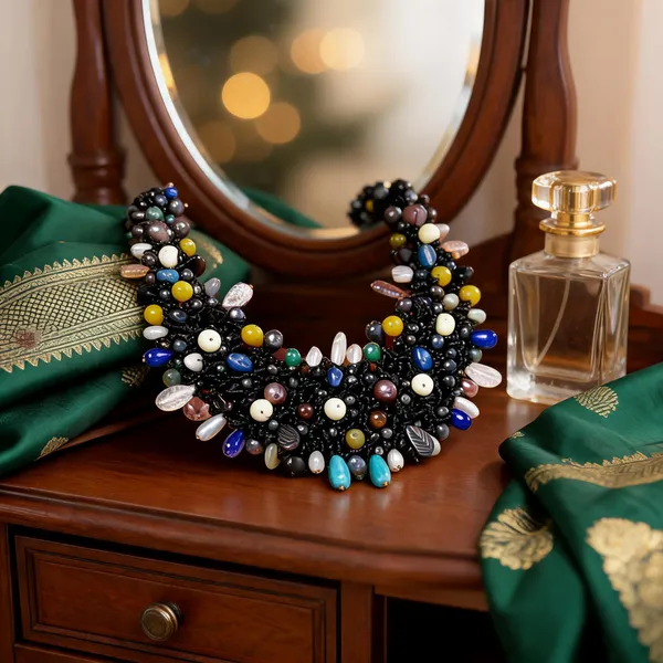 Multicolour_Stone_Bead_Copper_Layered_Statement_Necklace_For_Women
