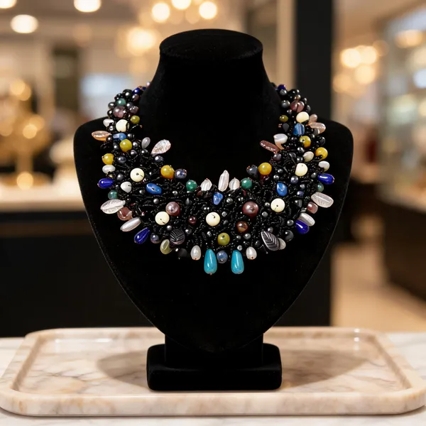 Multicolour_Stone_Bead_Copper_Layered_Statement_Necklace_For_Women