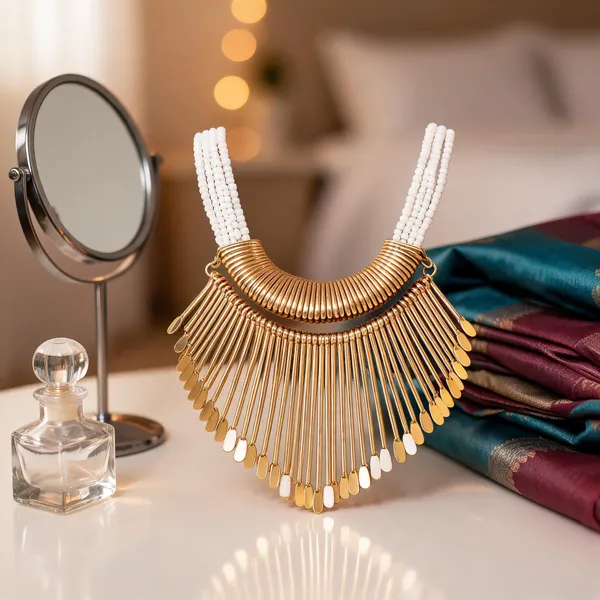 Gold_Glass_Brass_Layered_Fringe_Statement_Necklace_For_Women