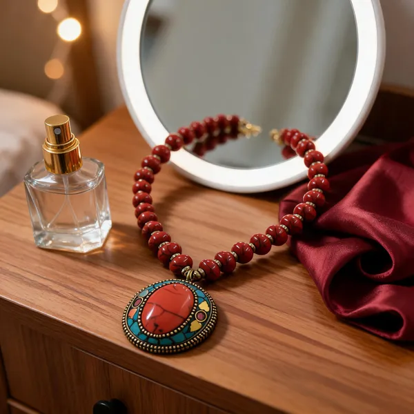 Red_Resin_Beaded_Statement_Necklace_For_Women