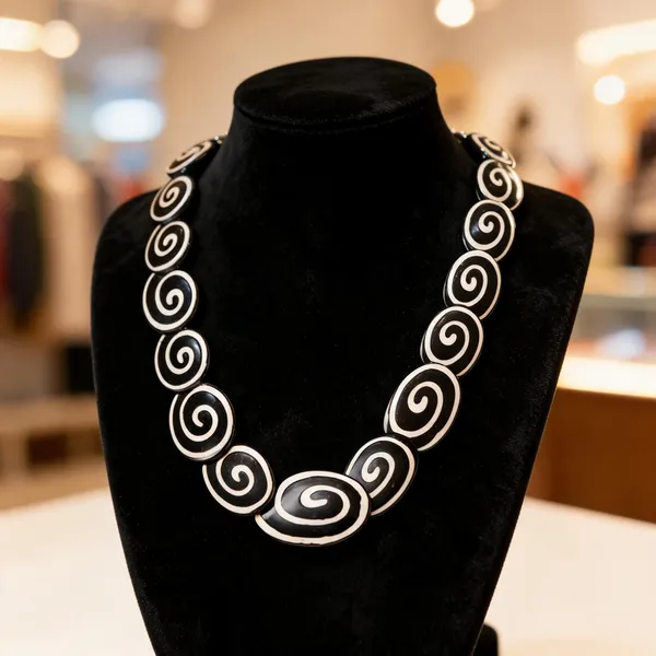 Black_Resin_Spiral_Oval_Link_Statement_Necklace_For_Women